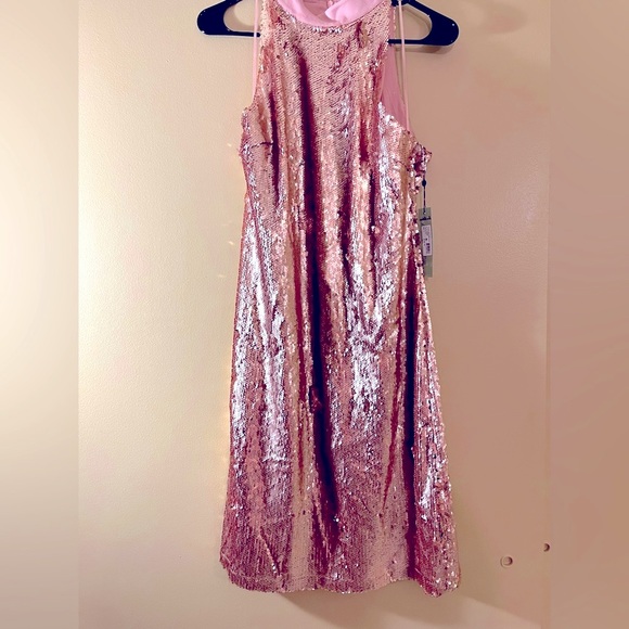 Rose gold Sam Edelman halter dress size 10 - Picture 2 of 4